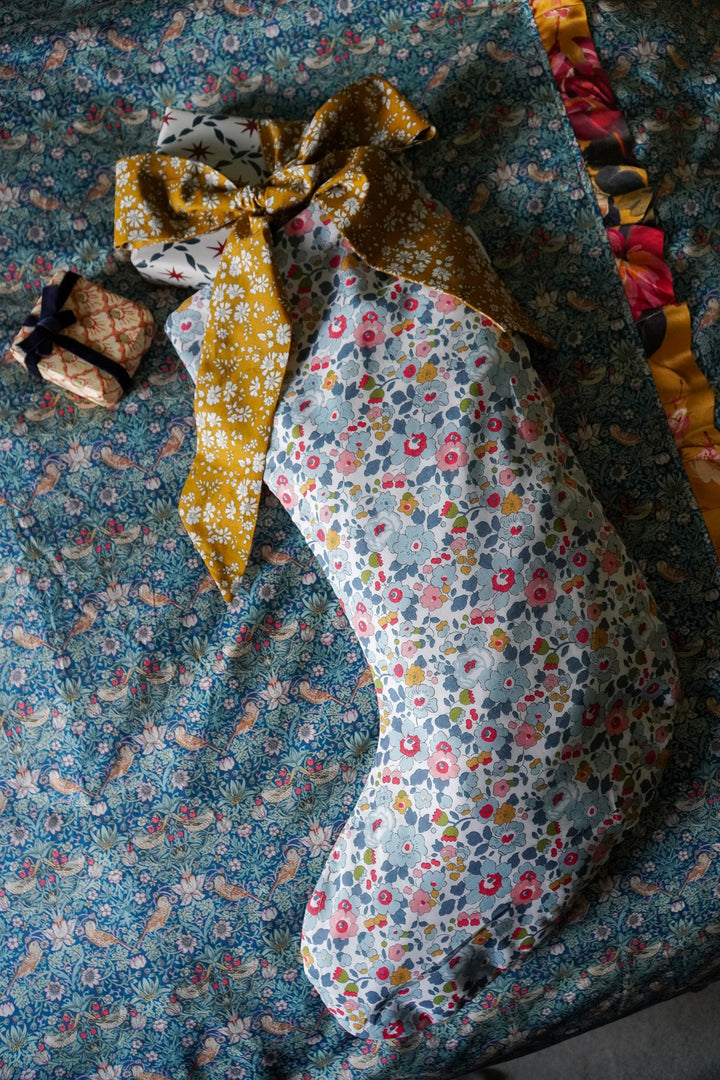 Christmas Stocking made with Liberty Fabric BETSY GREY