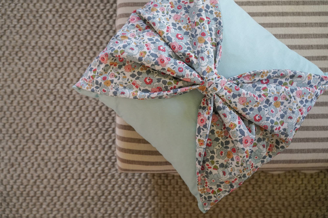 Big Bow Linen Cushion made with Liberty Fabric BETSY