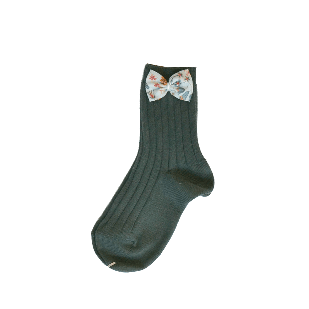 Bow Ankle Socks Liberty Fabric DONNA LEIGH SILVER - Coco & Wolf