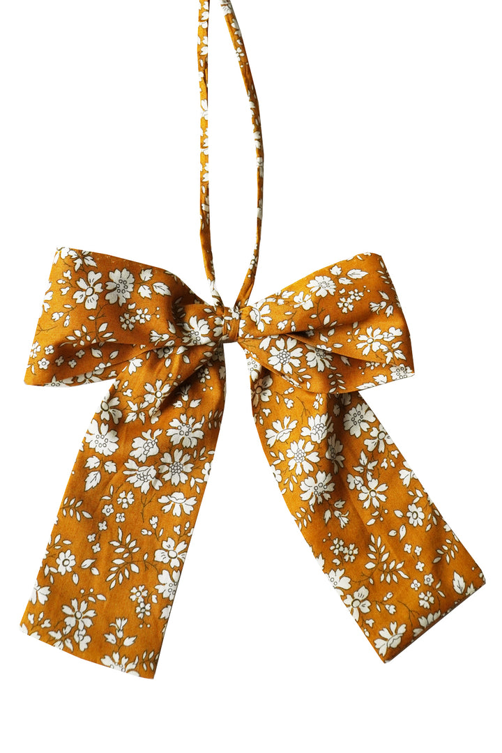 Christmas Tree Bow made with Liberty Fabric CAPEL MUSTARD