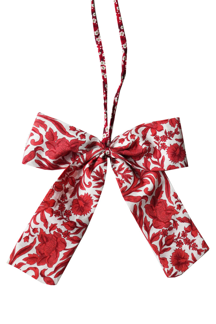 Christmas Tree Bow made with Liberty Fabric SAMBOURNE RED