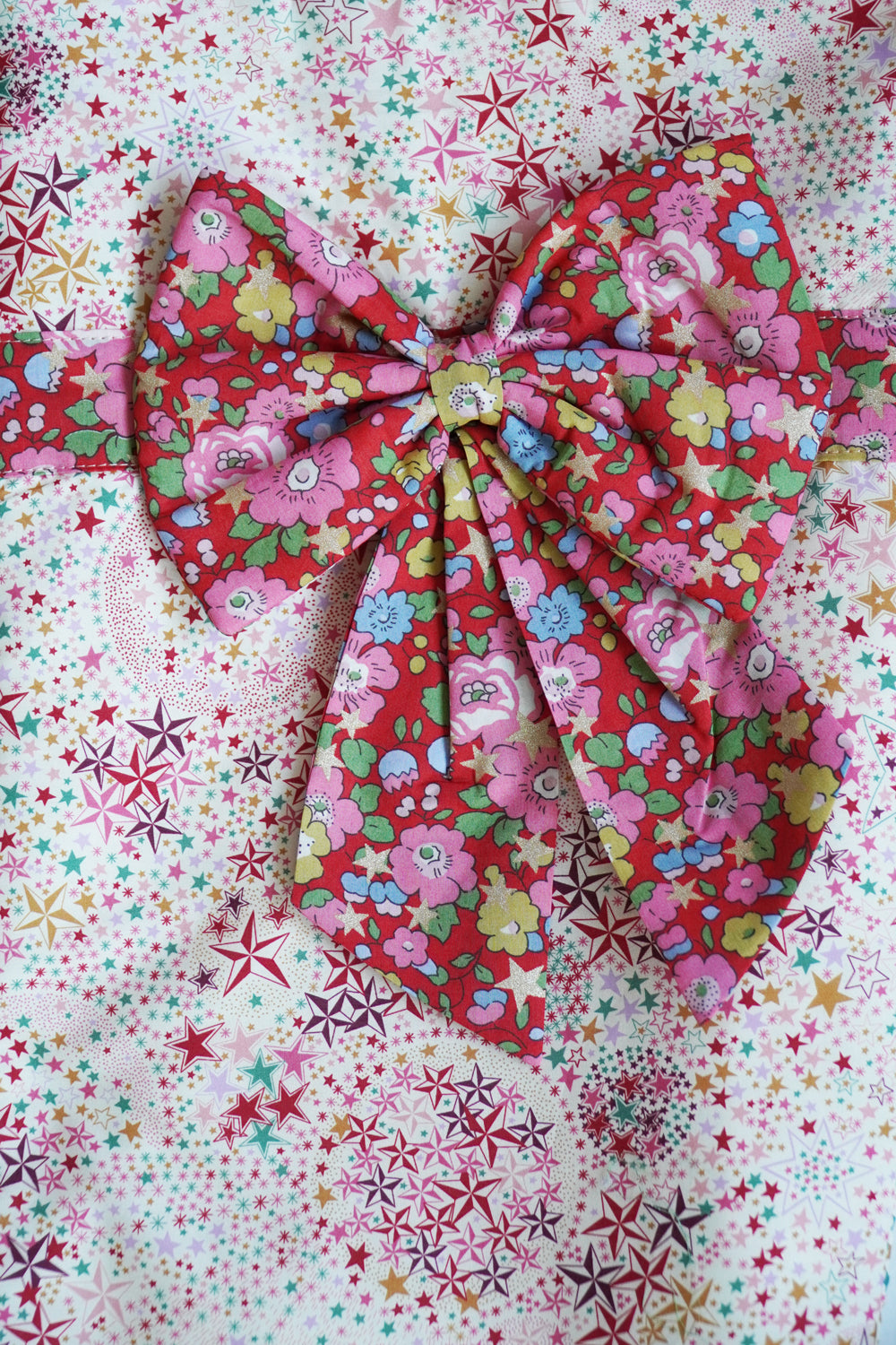 Bow Detail Christmas Stocking made with Liberty Fabric ADELAJDA'S WISH & BETSY STAR