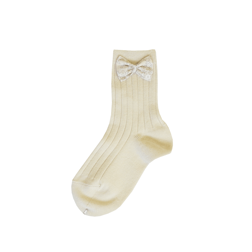 Buttermilk Bow Ankle Socks Liberty Fabric MICHELLE SAND - Coco & Wolf