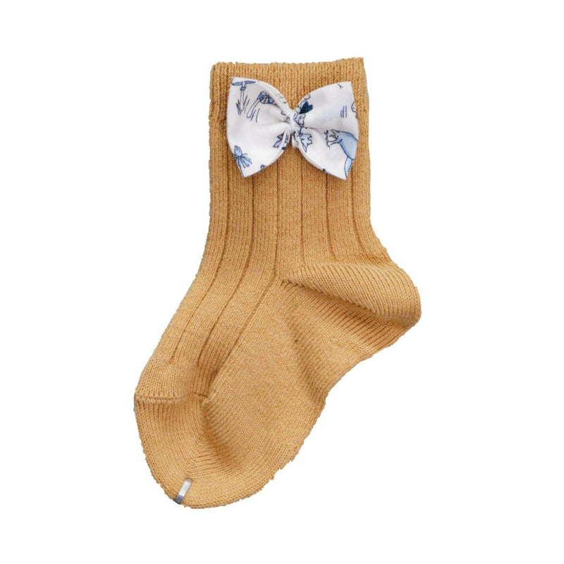 Camel Bow Ankle Socks Liberty Fabric THEO BLUE - Coco & Wolf