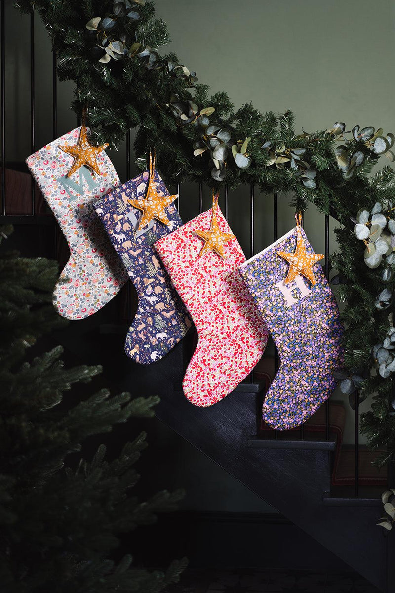 Christmas Stocking made with Liberty Fabric BETSY GREY - Coco & Wolf