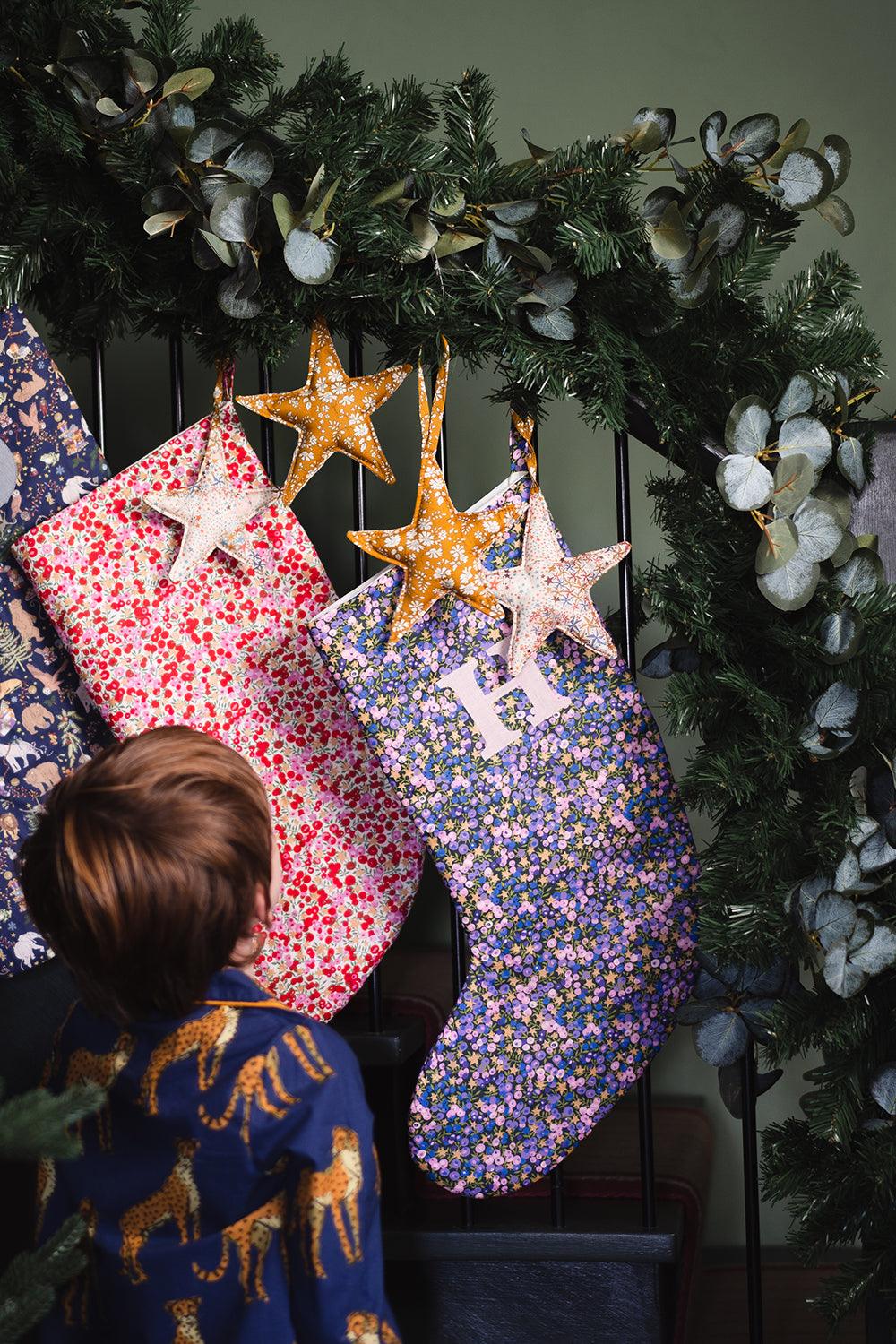 Christmas Stocking made with Liberty Fabric WILTSHIRE STAR - Coco & Wolf