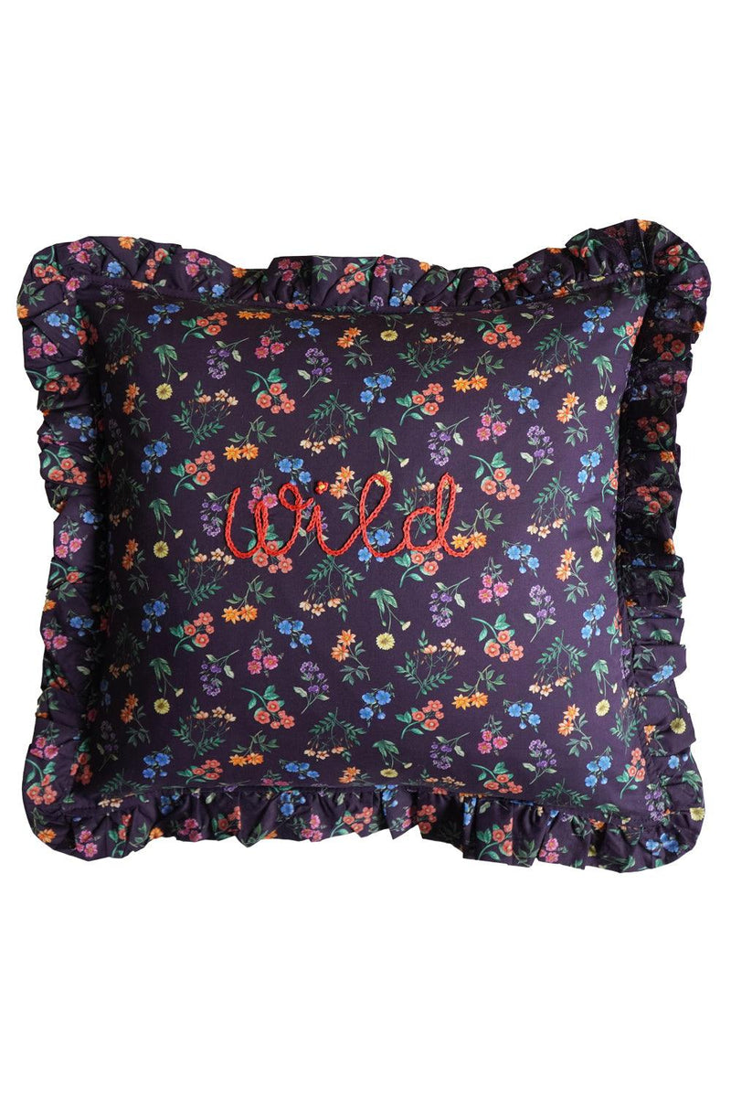 Coco & Wolf x Polly Wren Studios Embroidered Ruffle Cushion made with Liberty Fabric ANNIE