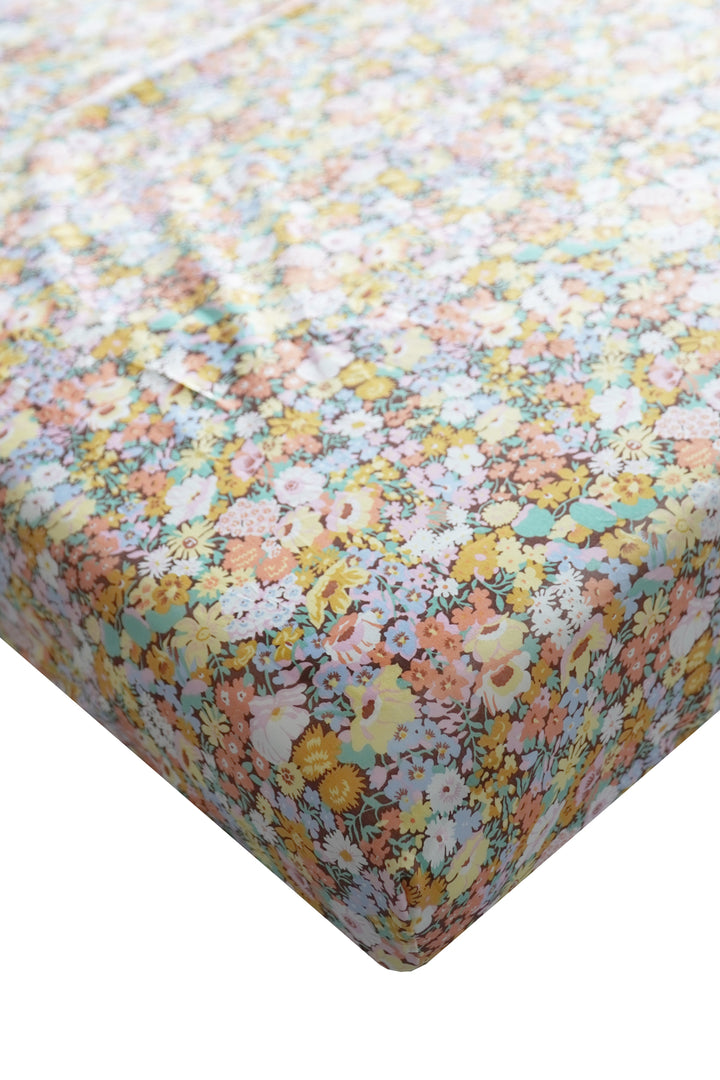 Fitted Sheet made with Liberty Fabric THORPE YELLOW