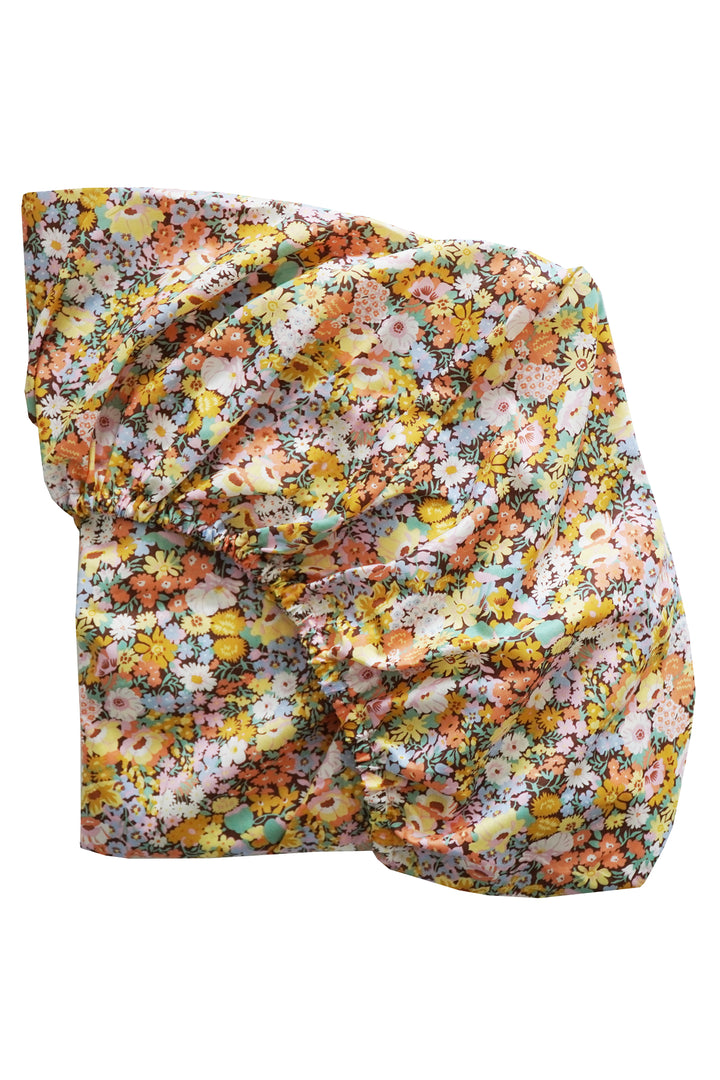 Fitted Sheet made with Liberty Fabric THORPE YELLOW