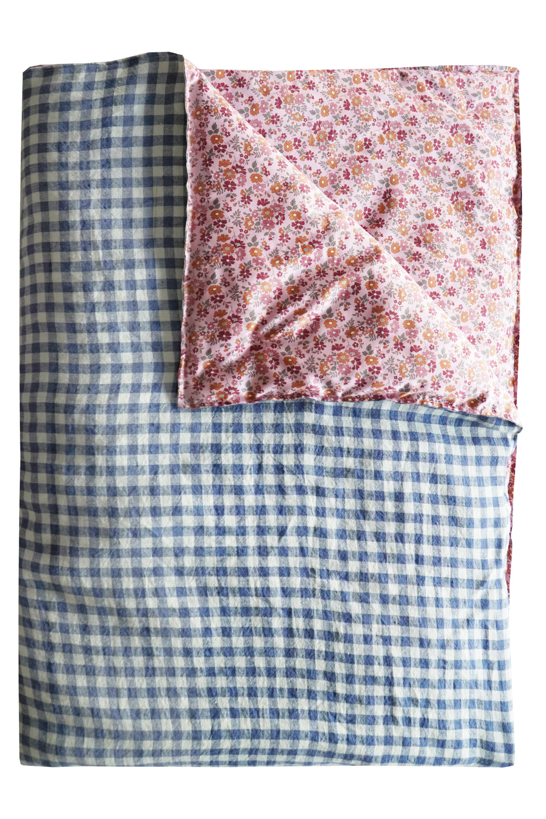 Reversible Heirloom Quilt made with Liberty Fabric CAPEL FLORET & GINGHAM LINEN
