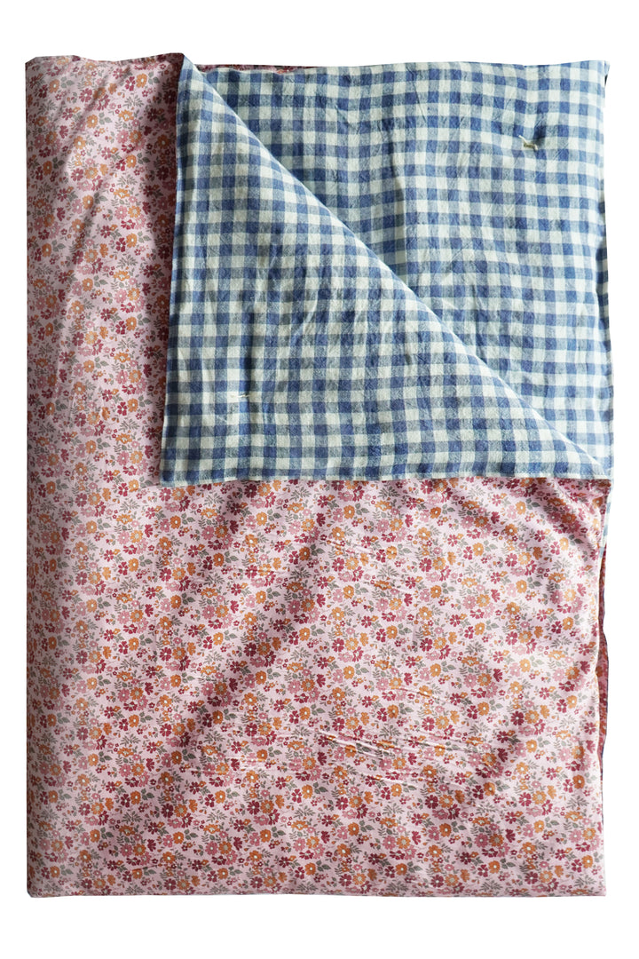 Reversible Heirloom Quilt made with Liberty Fabric CAPEL FLORET & GINGHAM LINEN