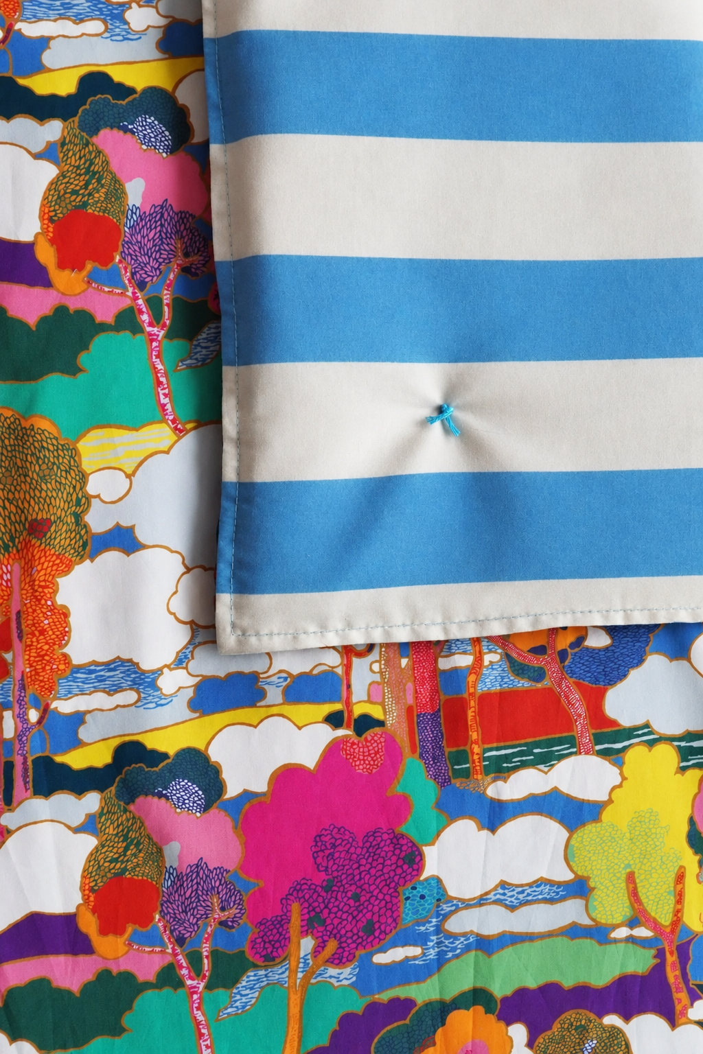 Reversible Heirloom Quilt made with Liberty Fabric PROSPECT ROAD & VACATION STRIPE