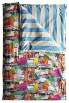 Reversible Heirloom Quilt made with Liberty Fabric PROSPECT ROAD & VACATION STRIPE