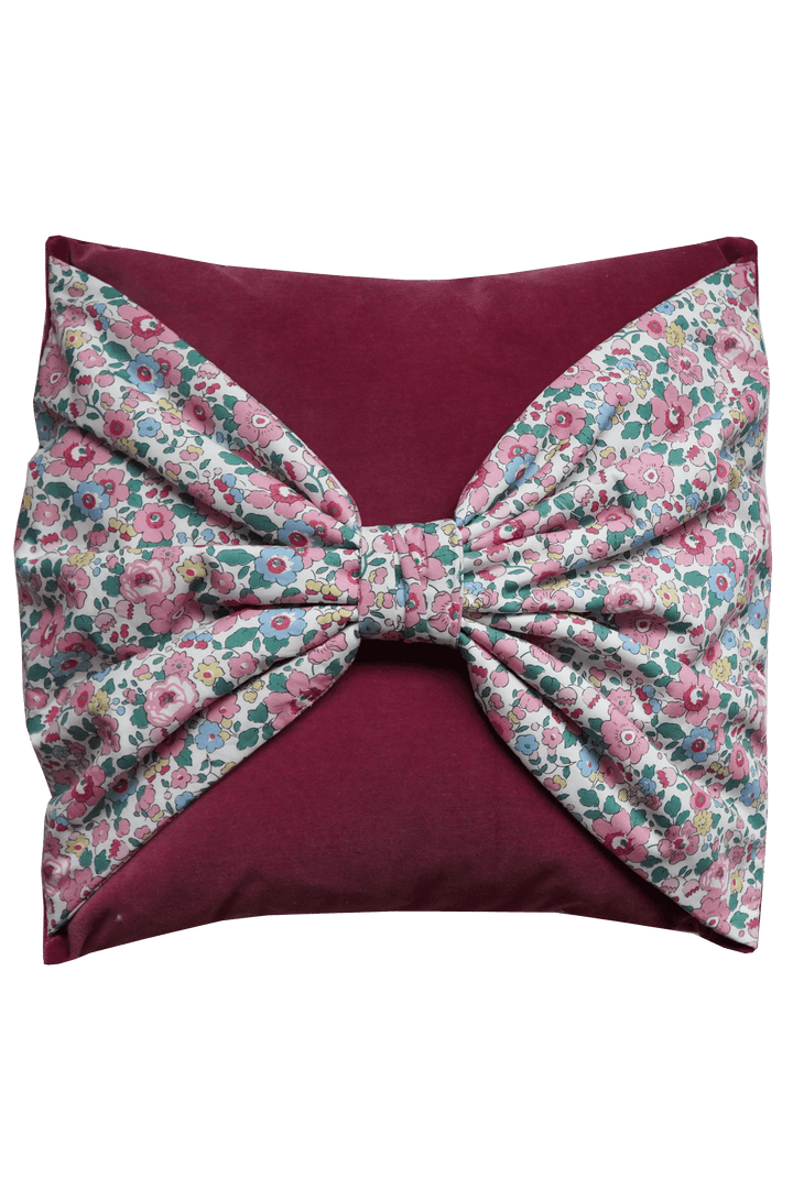 Big Bow Velvet Cushion made with Liberty Fabric BETSY