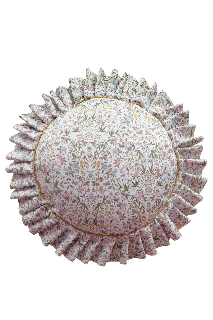Round Pleat Cushion made with Liberty Fabric TAPESTRY