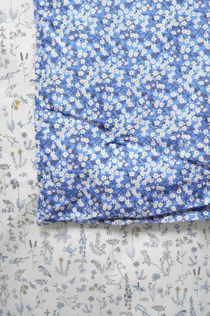 Reversible Heirloom Quilt made with Liberty Fabric THEO BLUE & MITSI VALERIA BLUE