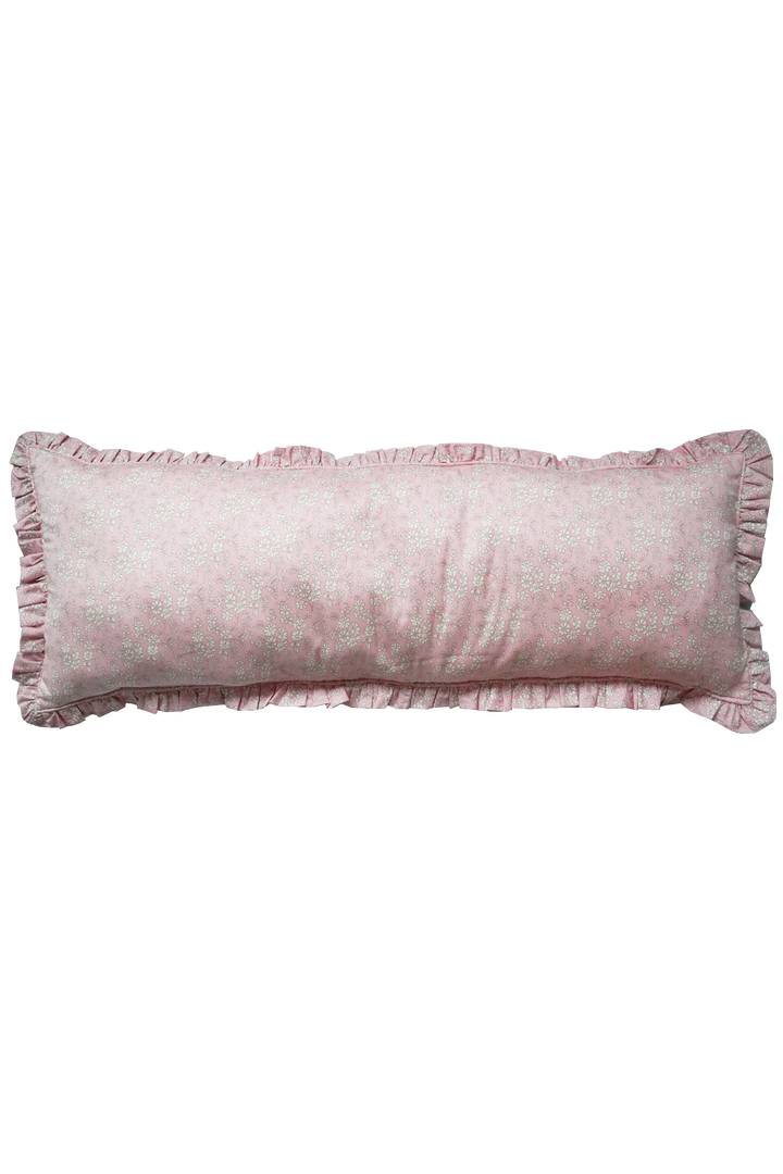 Ruffle Bolster Lumbar Cushion made with Liberty Fabric CAPEL PINK