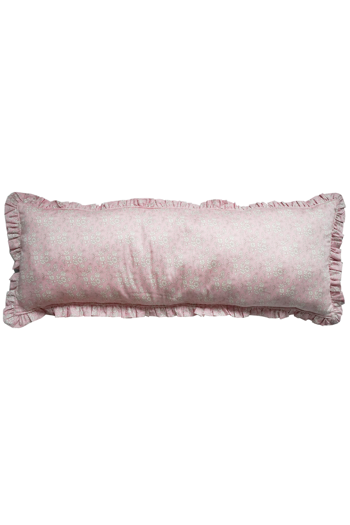 Ruffle Bolster Lumbar Cushion made with Liberty Fabric CAPEL PINK