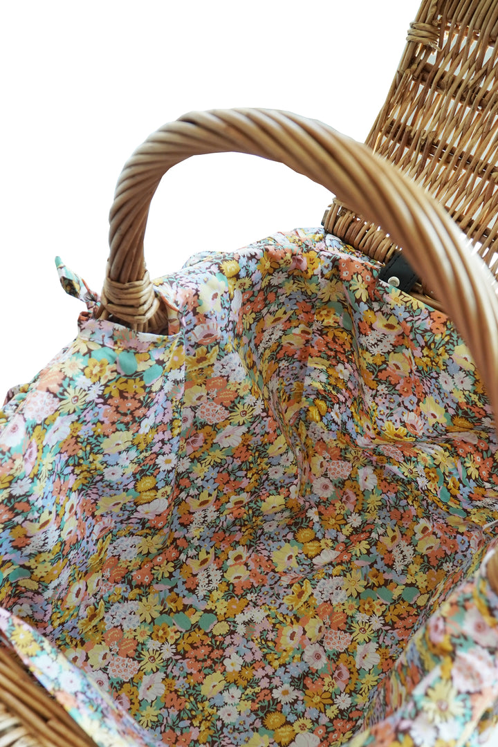 Rectangular Picnic Basket made with Liberty Fabric THORPE