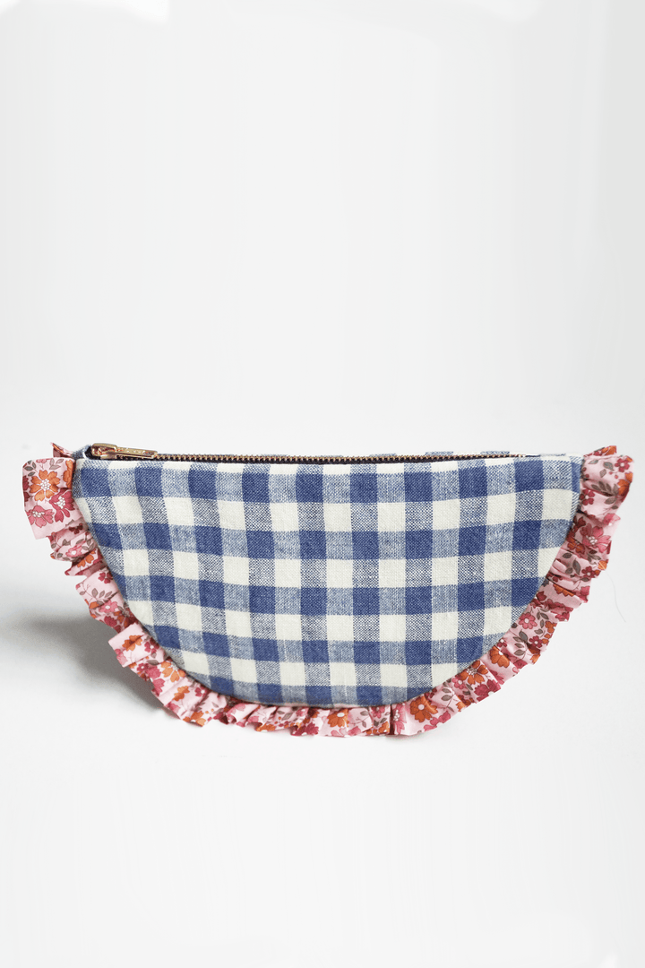 Ruffle Pouch in Linen Gingham with Liberty Fabric CAPEL FLORET