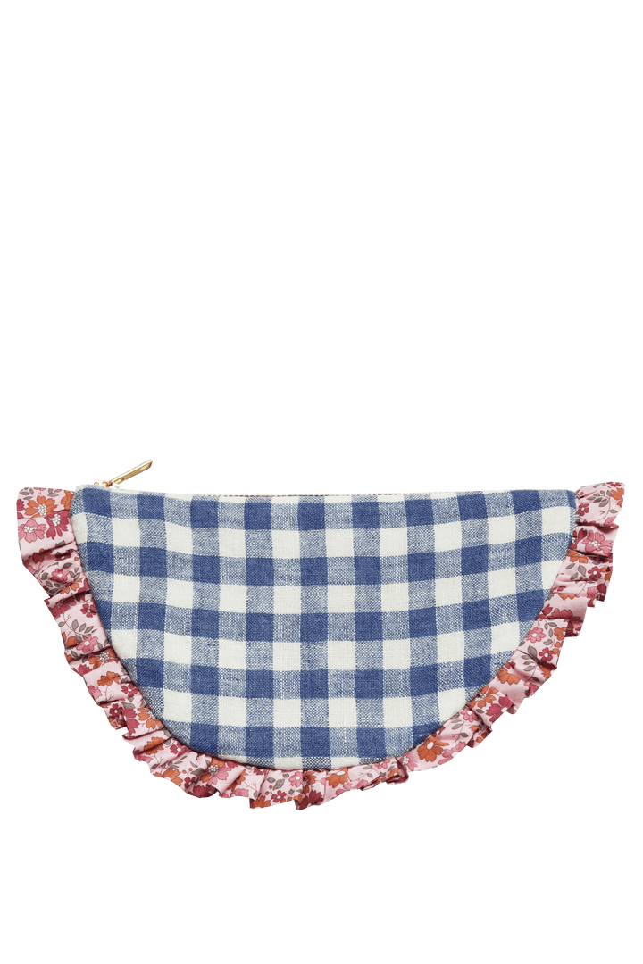 Ruffle Pouch in Linen Gingham with Liberty Fabric CAPEL FLORET