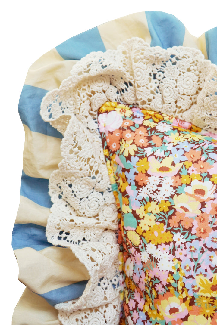 Limited Edition Ruffle Bolster Lumbar Cushion made with Liberty Fabric THORPE