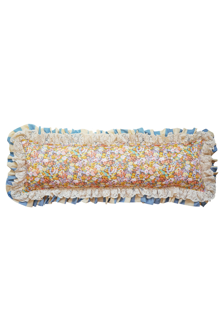 Limited Edition Ruffle Bolster Lumbar Cushion made with Liberty Fabric THORPE