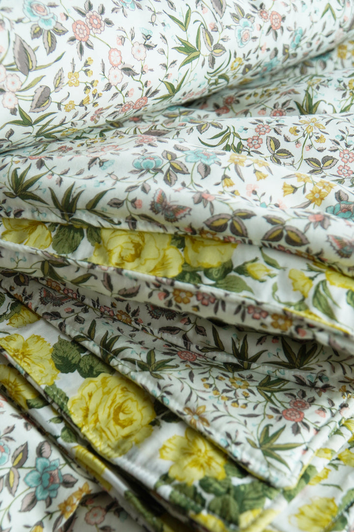 Reversible Stitch Border Bedspread made with Liberty Fabric TAPESTRY & CARLINE ROSE