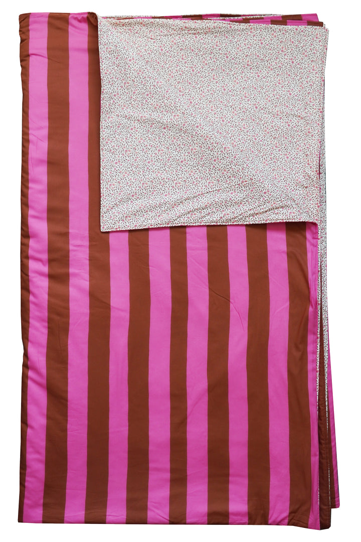 Reversible Stitch Border Bedspread made with Liberty Fabric VACATION STRIPE & MYRTLE