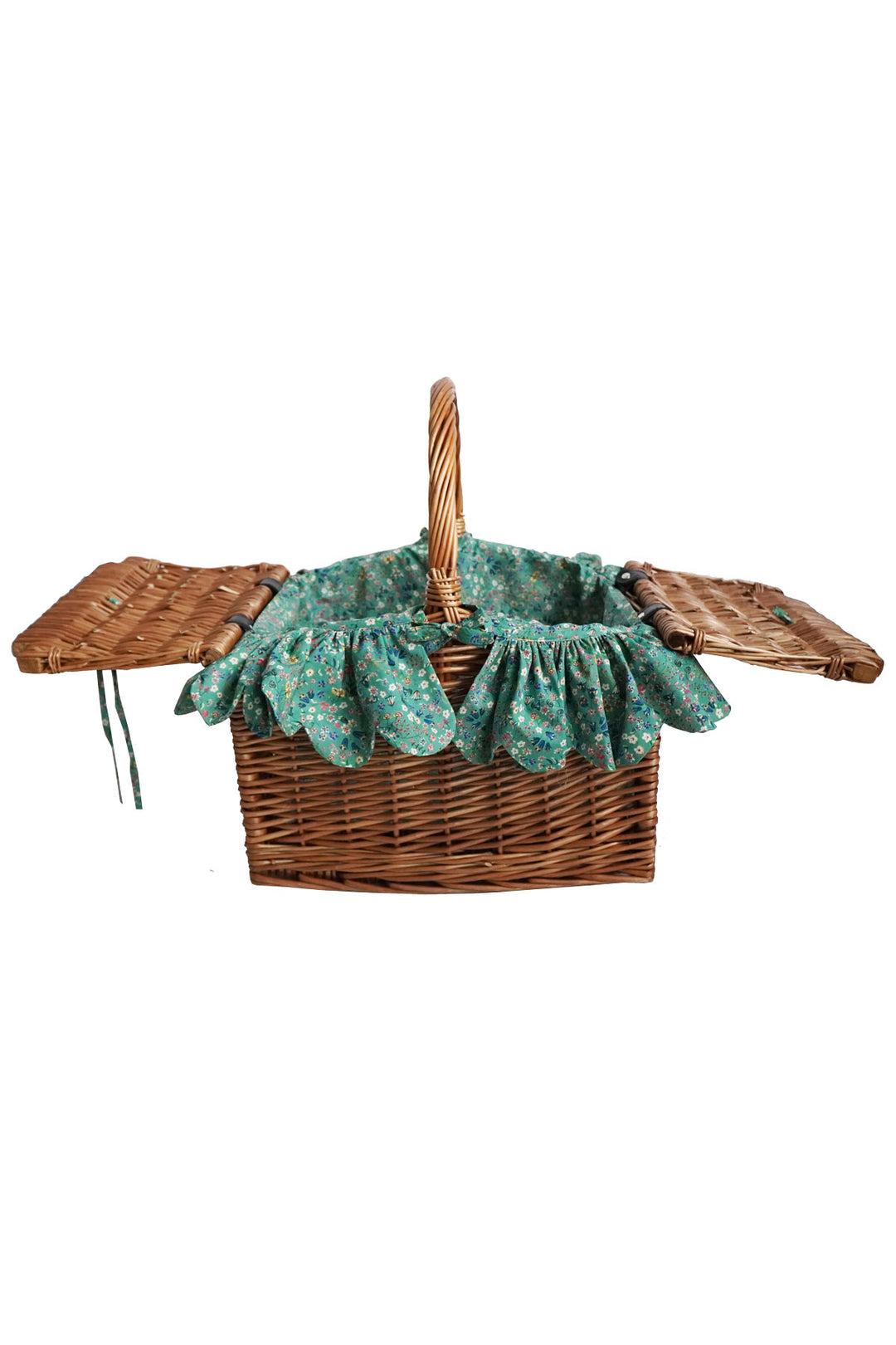 Picnic Basket Hamper made with Liberty Fabric DONNA LEIGH GREEN