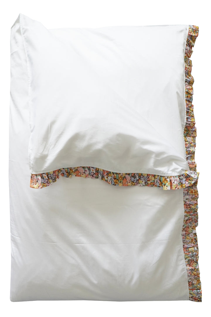 Frill Edge White Bedding made with Liberty Fabric THORPE YELLOW