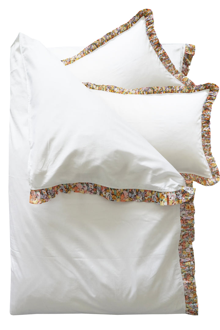 Frill Edge White Bedding made with Liberty Fabric THORPE YELLOW