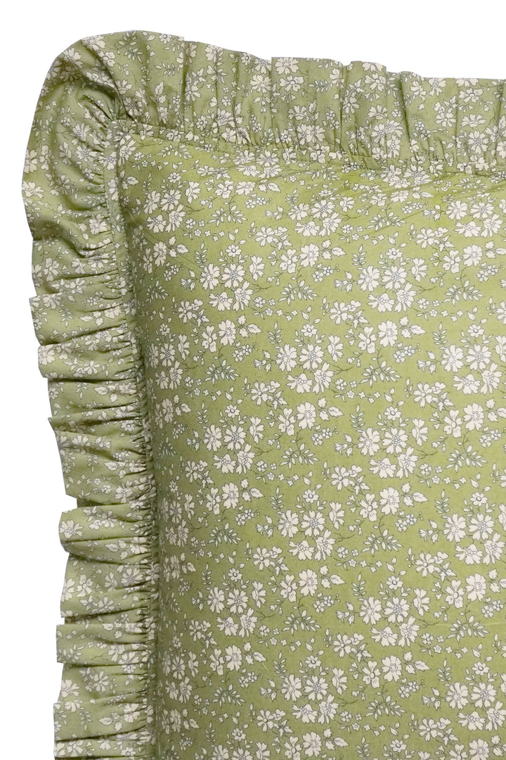 Frill Edge Pillowcase made with Liberty Fabric CAPEL PISTACHIO