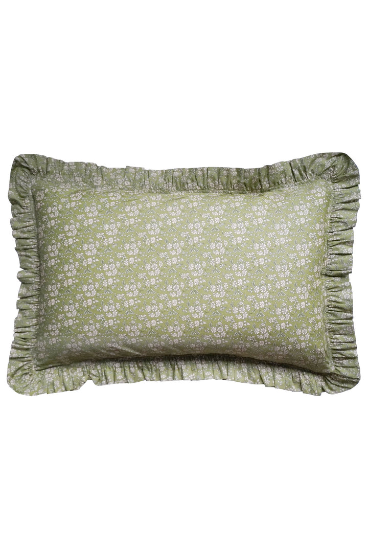 Frill Edge Pillowcase made with Liberty Fabric CAPEL PISTACHIO