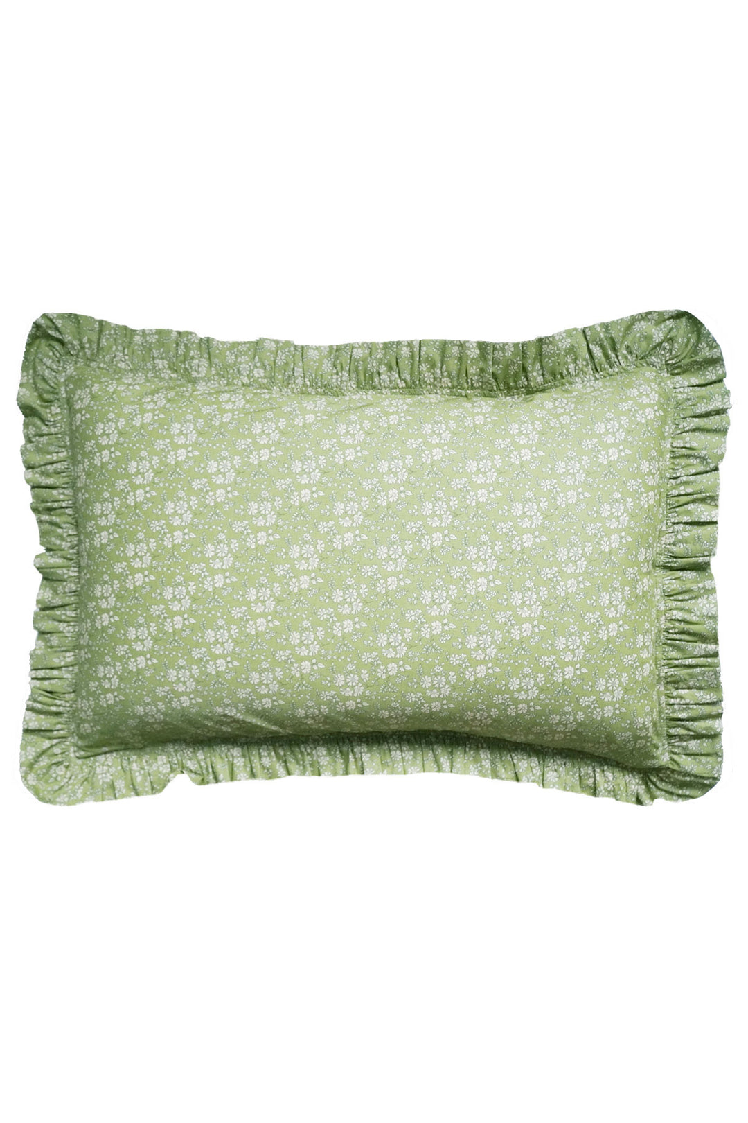 Frill Edge Pillowcase made with Liberty Fabric CAPEL PISTACHIO