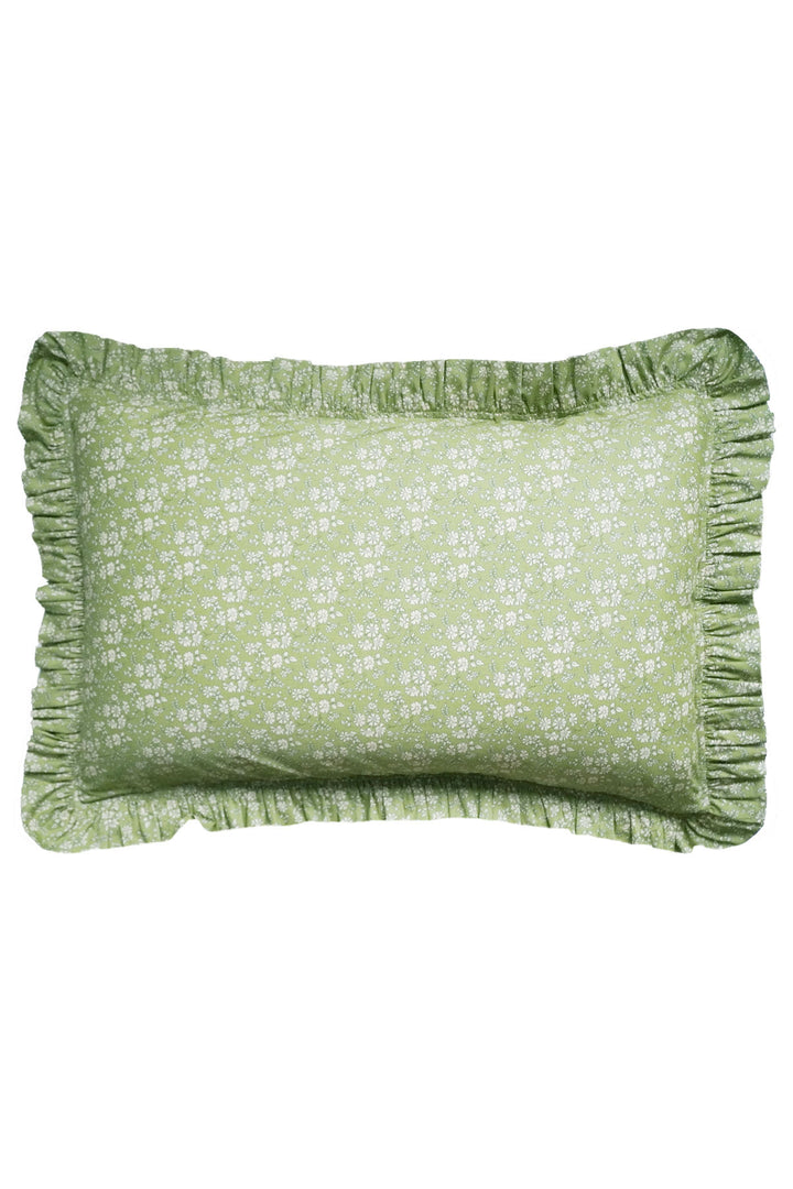 Frill Edge Pillowcase made with Liberty Fabric CAPEL PISTACHIO