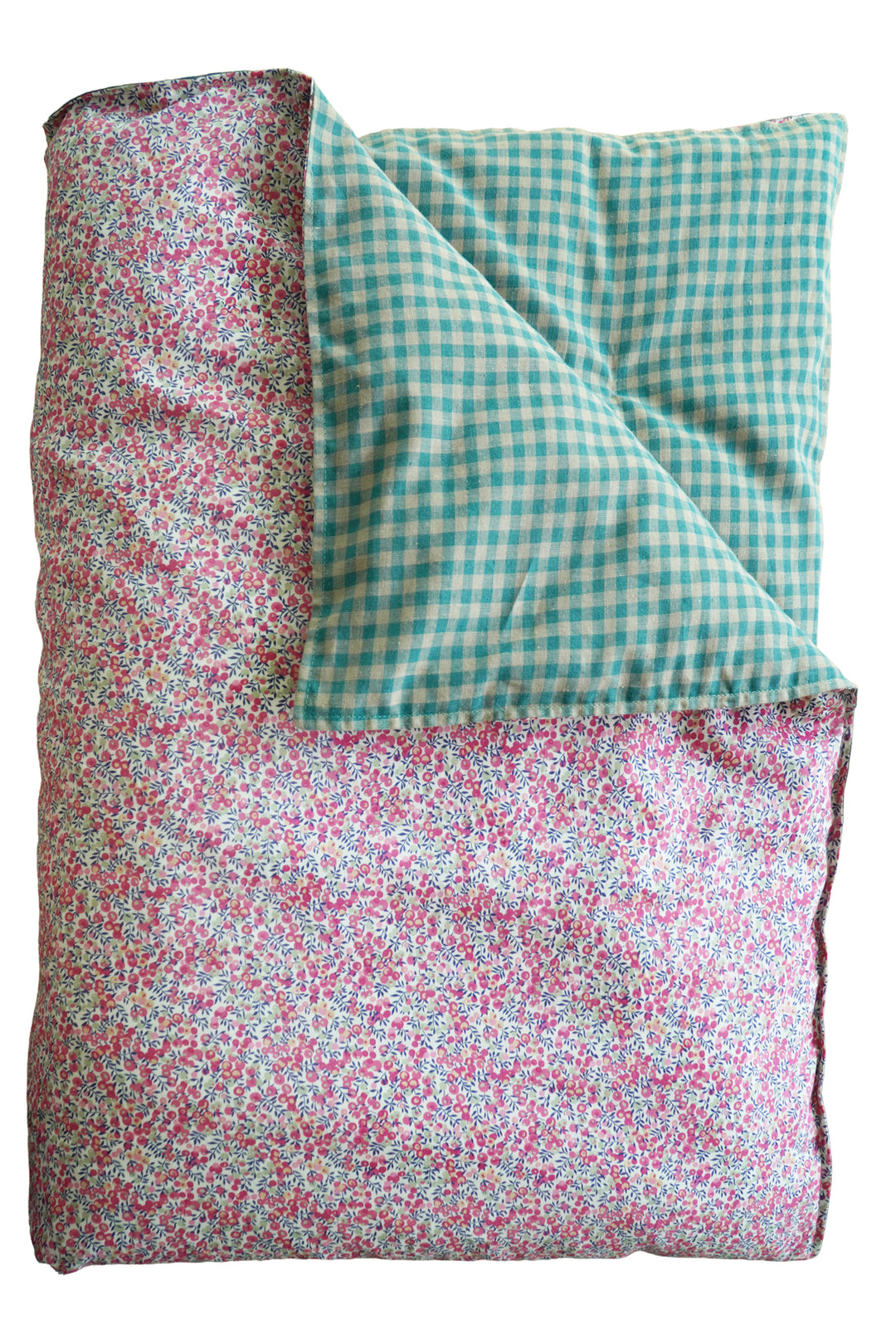 Reversible Heirloom Quilt made with Liberty Fabric WILTSHIRE BUD MAGENTA & GINGHAM LINEN