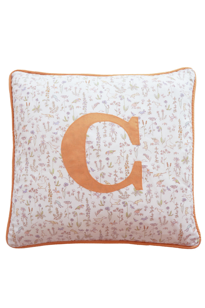 Piped Edge Personalised Cushion made with Liberty Fabric THEO GREEN