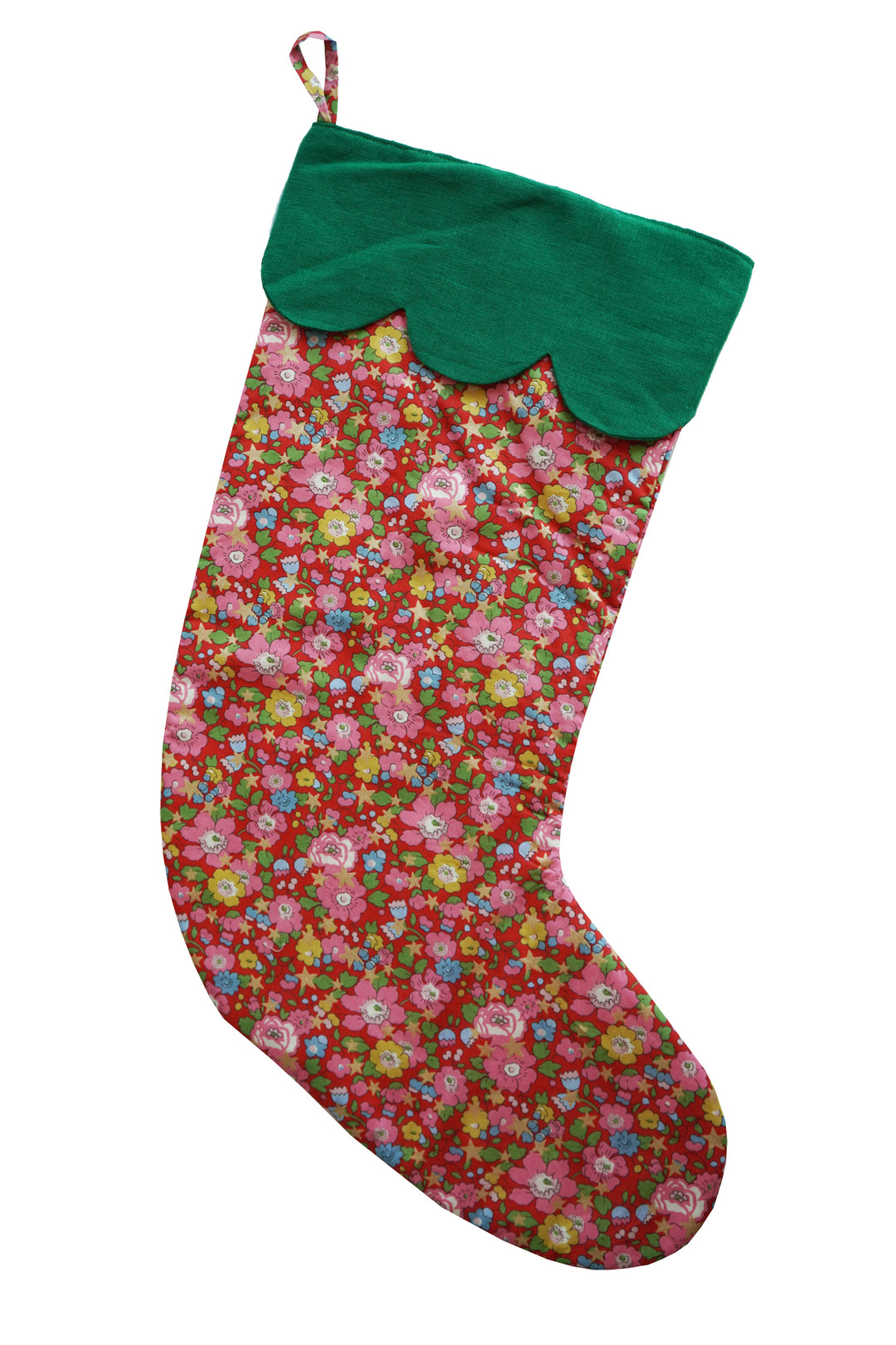 Coco & Wolf x Polly Wren Studios Embroidered Christmas Stocking made with Liberty Fabric BETSY STAR
