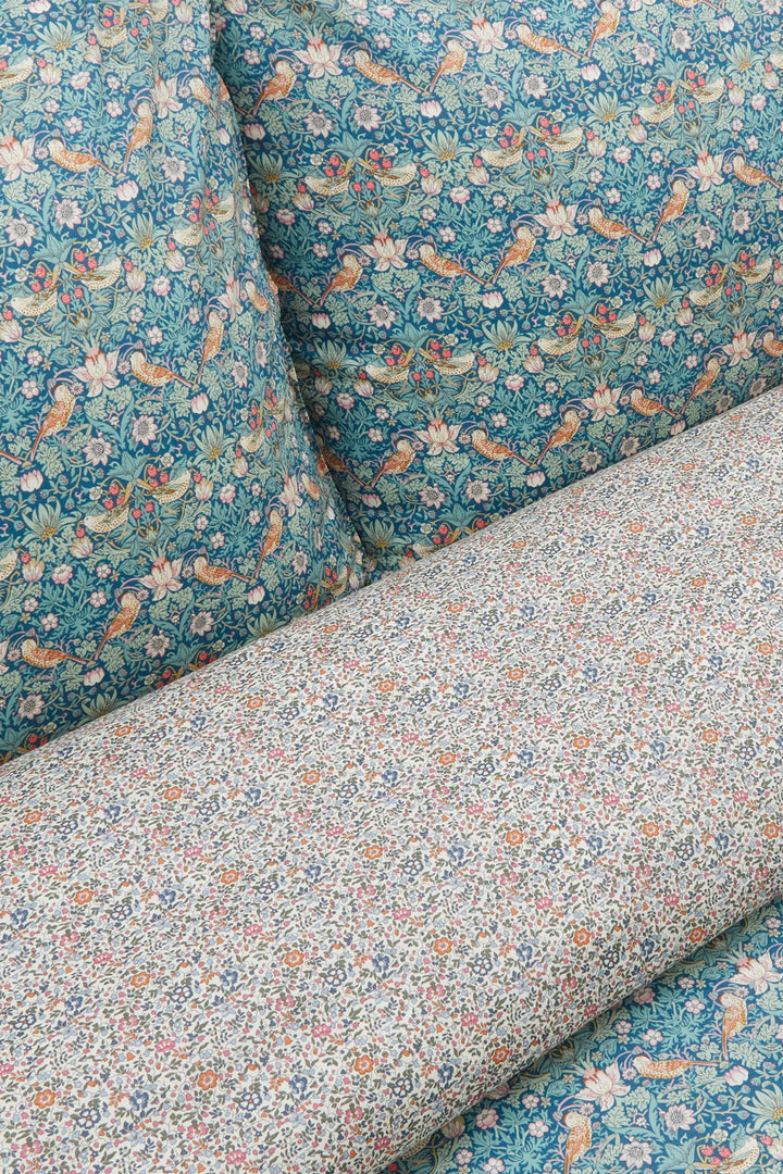 Reversible Duvet Set made with Liberty Fabric STRAWBERRY THIEF & KATIE AND MILLIE ORANGE