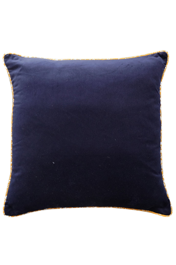 Piped Velvet Cushion made with Liberty Fabric CAPEL MUSTARD