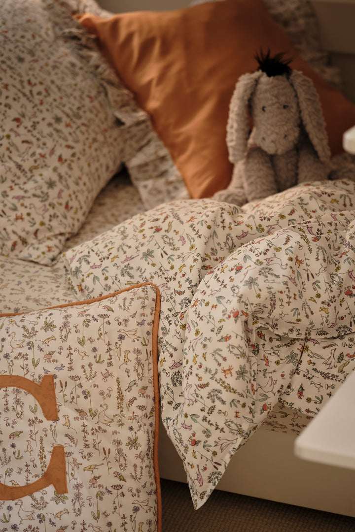 Fitted Sheet made with Liberty Fabric THEO GREEN