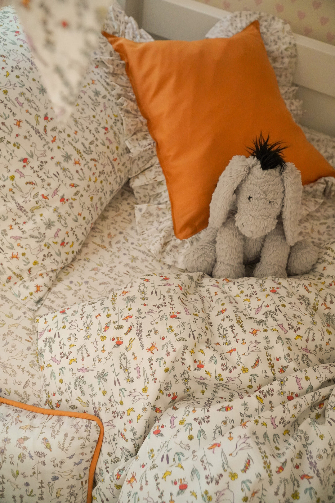 Bedding made with Liberty Fabric THEO GREEN