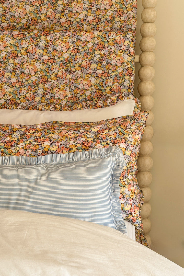 Frill Edge White Bedding made with Liberty Fabric THORPE YELLOW
