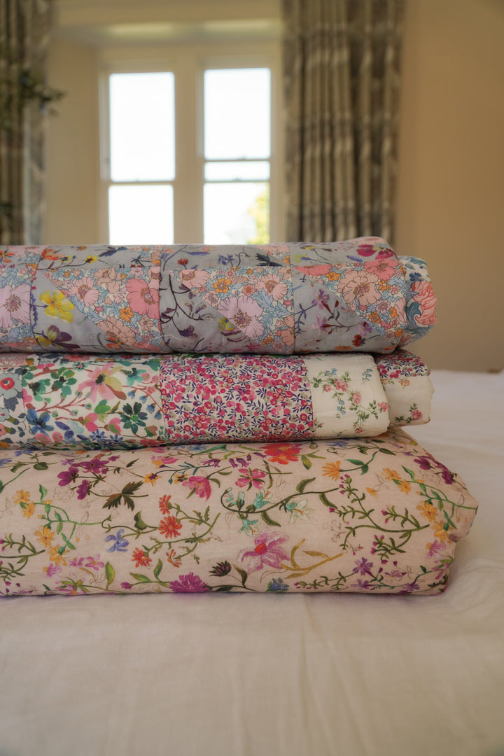 Handmade Liberty Fabric Patchwork Bedspread in CLASSIC COLLECTION