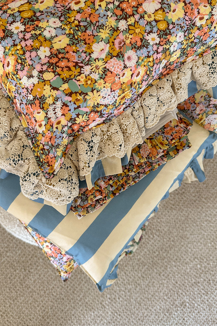 Limited Edition Ruffle Bolster Lumbar Cushion made with Liberty Fabric THORPE