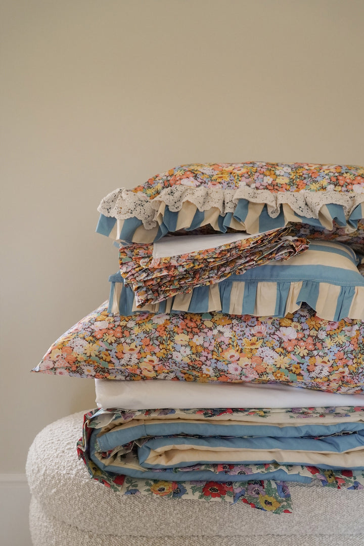 Limited Edition Ruffle Bolster Lumbar Cushion made with Liberty Fabric THORPE
