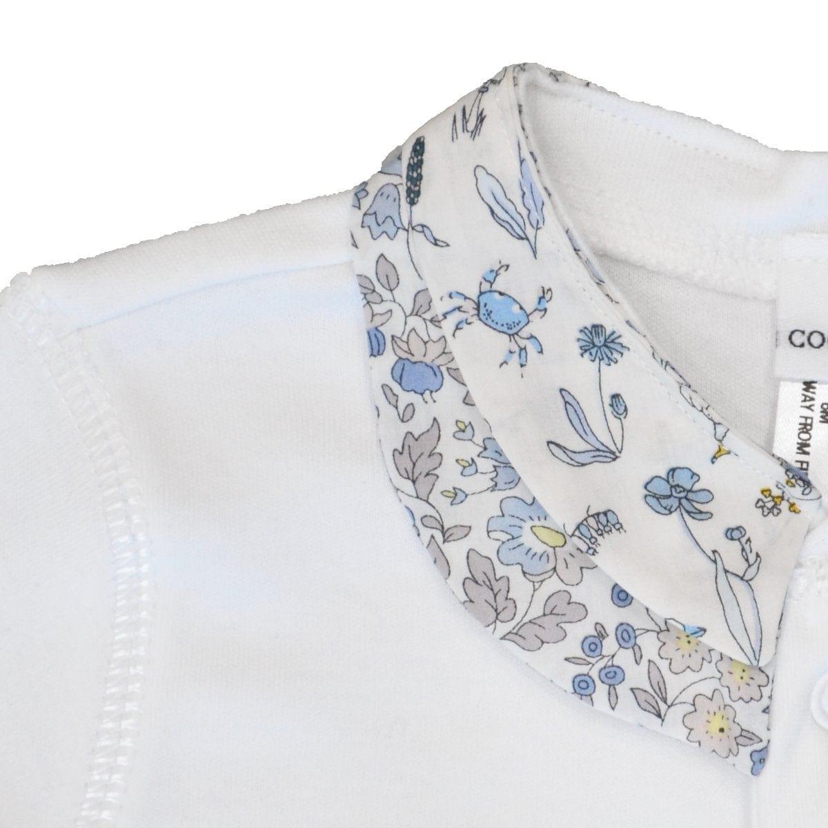 Double Collar Baby-grow made with Liberty Fabric THEO & D'ANJO BLUE - Coco & Wolf