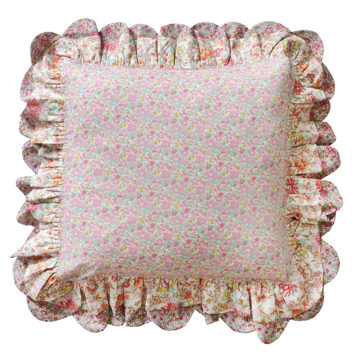 Double Ruffle Cushion made with Liberty Fabric BETSY ANN - Coco & Wolf