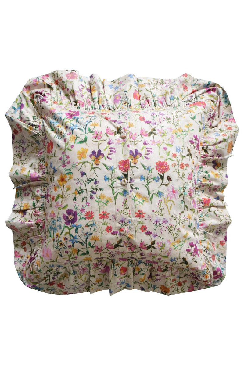 Double Ruffle Cushion made with Liberty Fabric LINEN GARDEN - Coco & Wolf